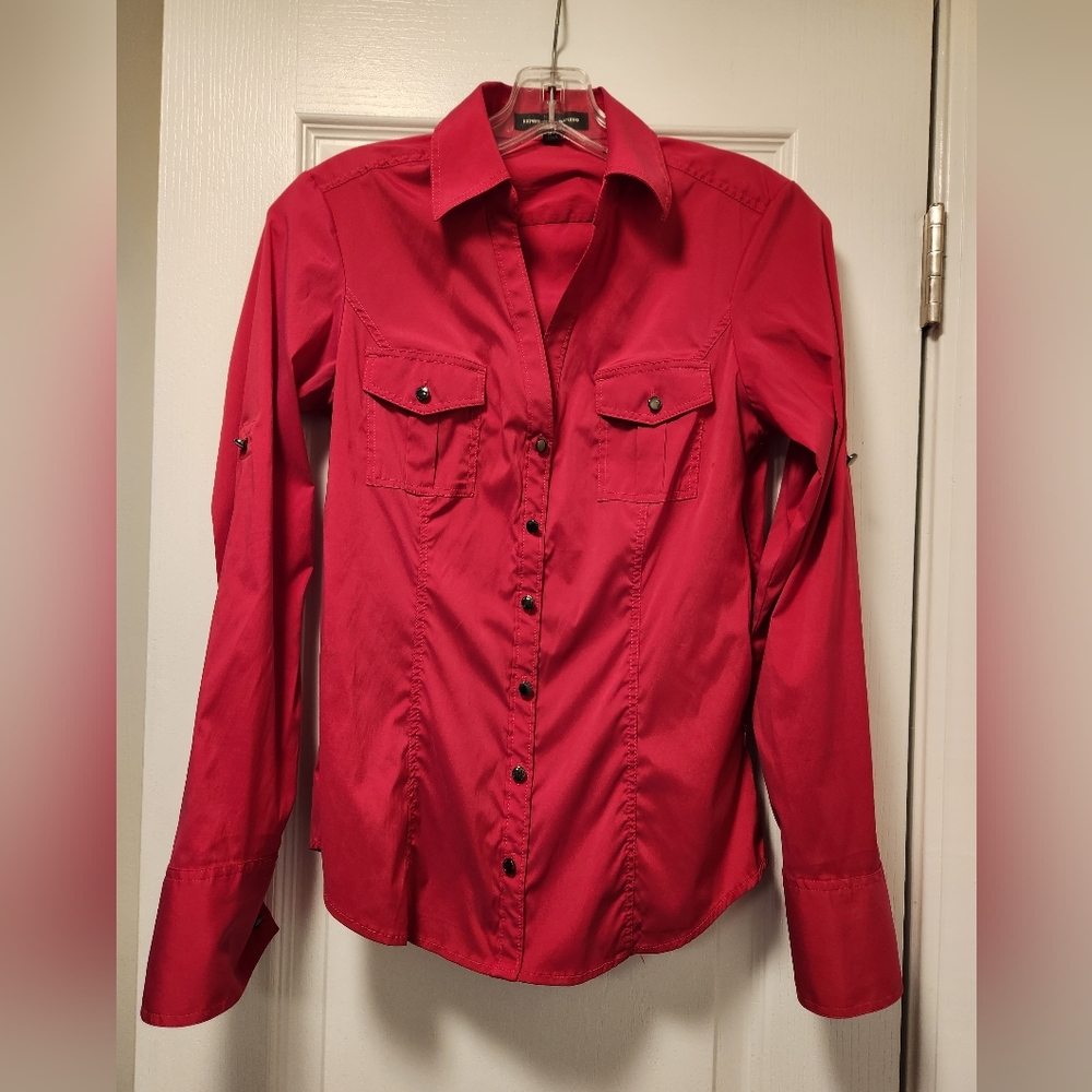 Express hot pink long sleeve blouse